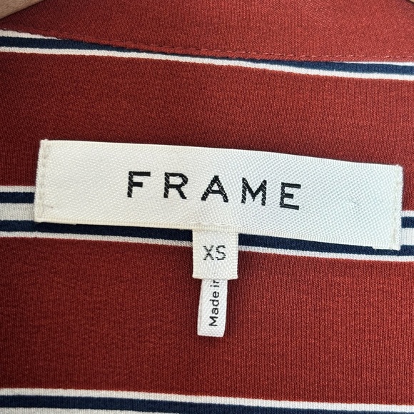 The Standard Stripe Silk Button-Up Shirt in Burnt Henna Multi Size XS - Picture 6 of 12